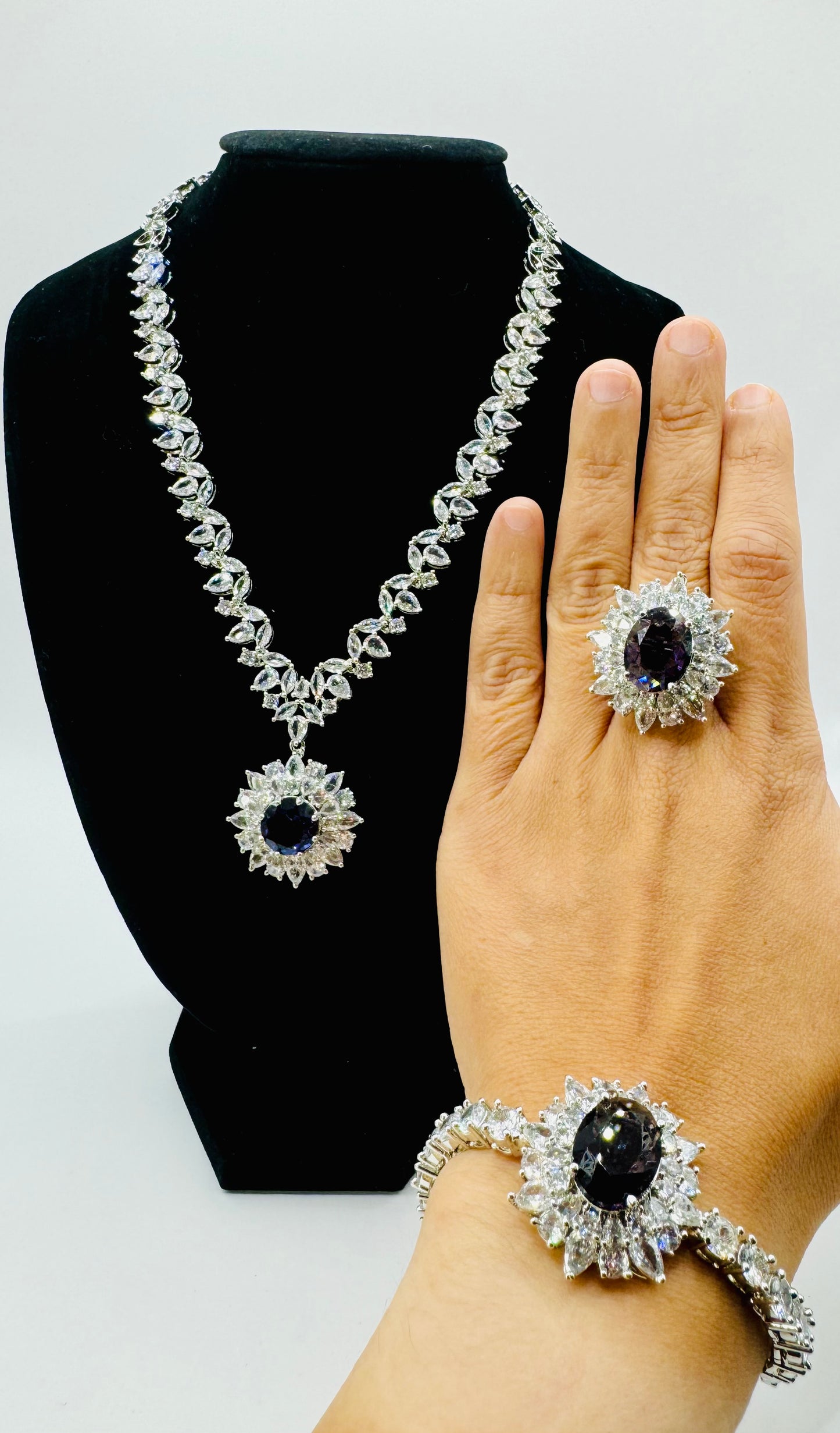 Designer Necklace Set in Cubic Zirconia