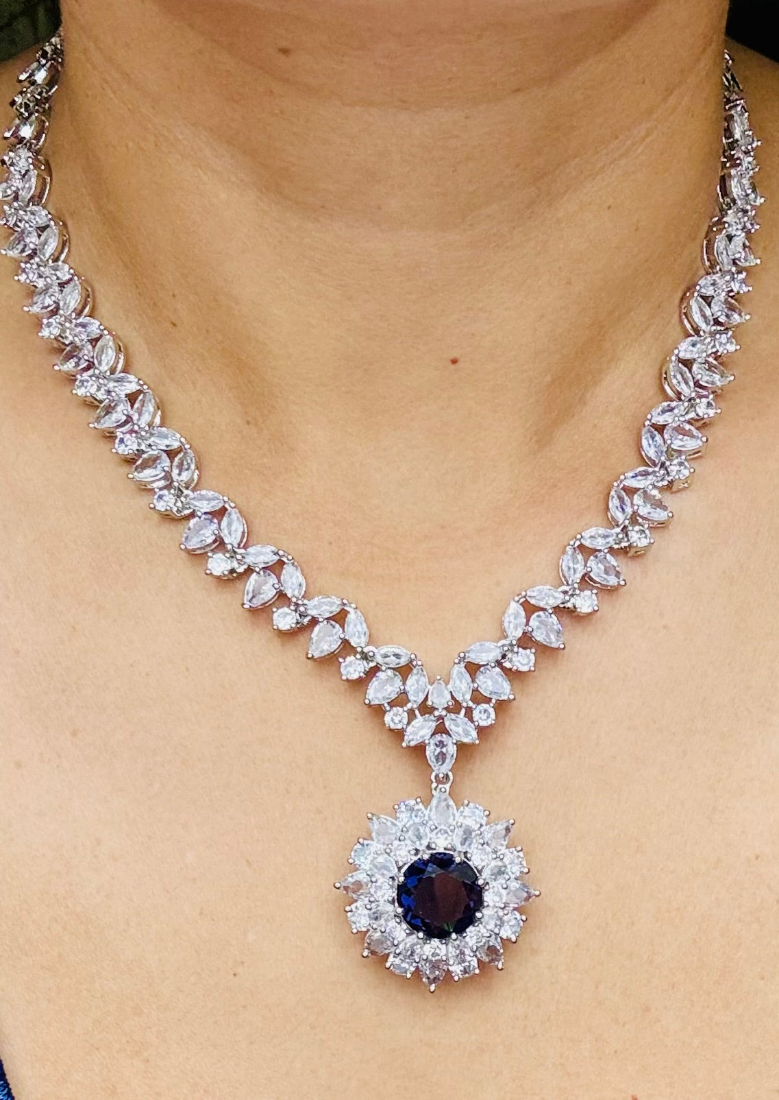 Designer Necklace Set in Cubic Zirconia