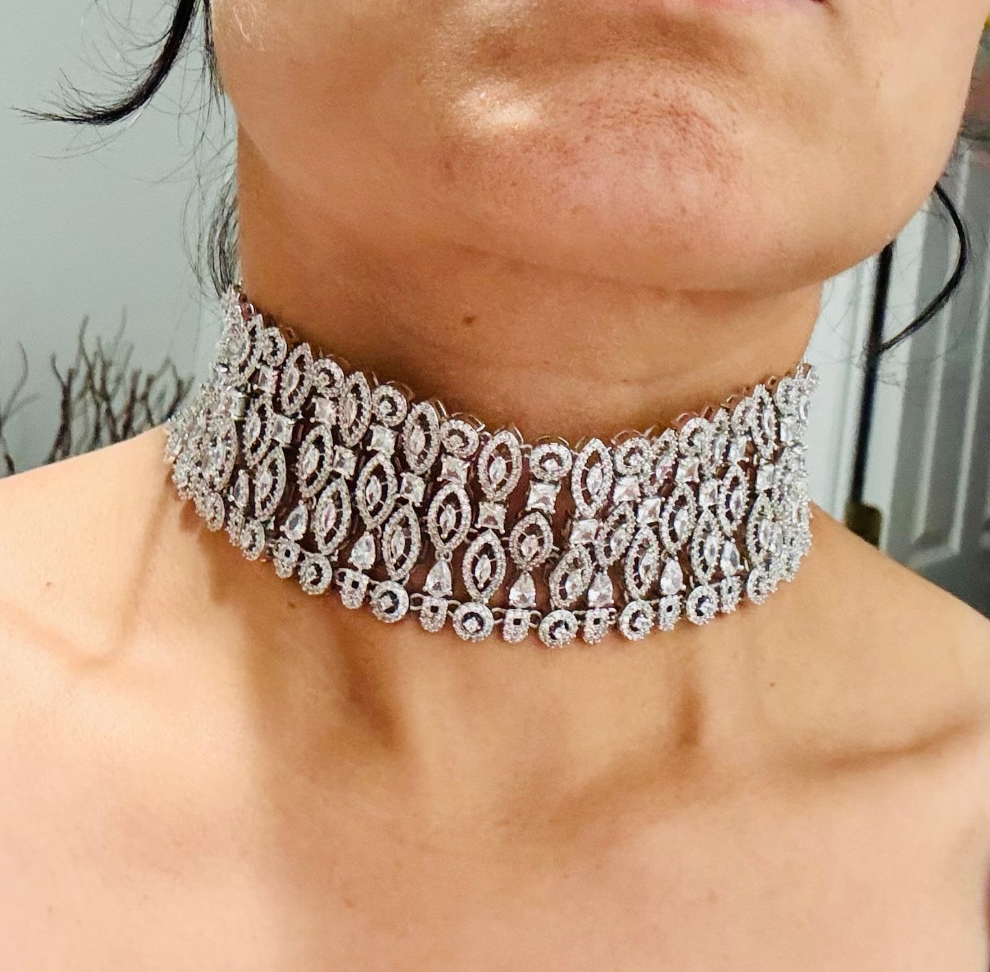 Choker Necklace with Earrings